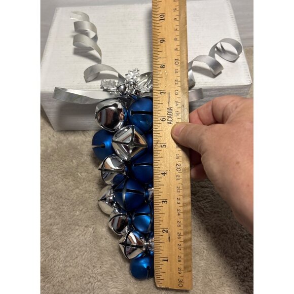 Vintage Cobalt Blue Grape Cluster Jingle Bells Large Christmas Ribbon Snowflake - Picture 6 of 6